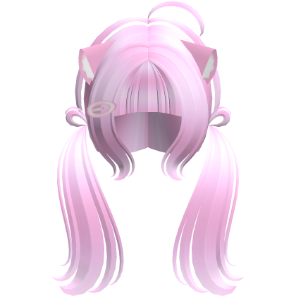 Cute Kitty Pigtails w/ Ears And Clip (Pink)