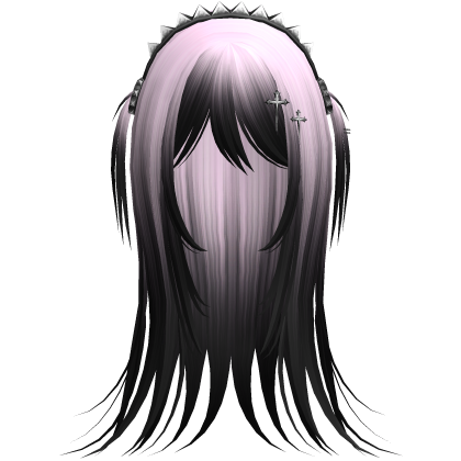 Vampire Goth Wispy Long Hair Pink Black Roblox item
