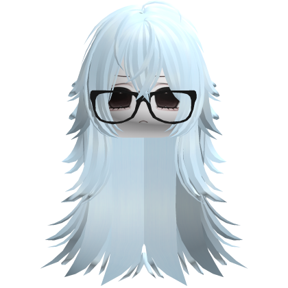 Vkei Moe Light Cyan Messy Long Hair /w Glasses
