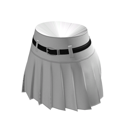 ☆ White Pleated Belt Skirt thumbnail