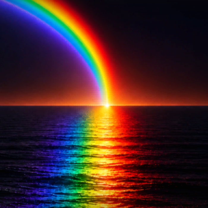 Rainbow Sunset Ocean Neon Cool Minimal Background