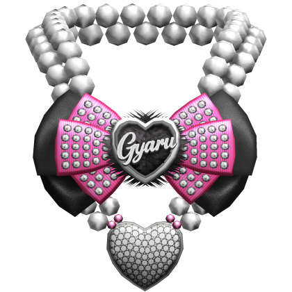 Pink Agejo Gyaru Bedazzled Bow Pearl Necklace 