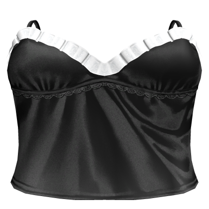 Black & White Satin Ruffle Babydoll Cami Roblox item