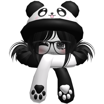Cute Panda Hat + Scarf Hair Black