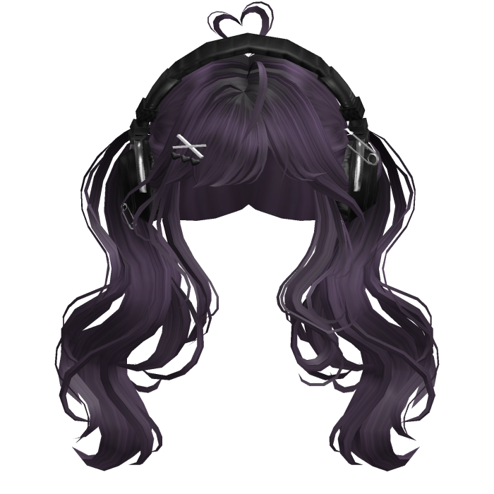Cute Wavy Pigtails w/Headphonnes (Purple)