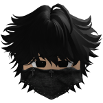 messy fluffy anime hair with a Y2K mask (Black)