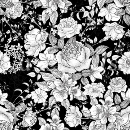 Black and white flower pattern Roblox decal