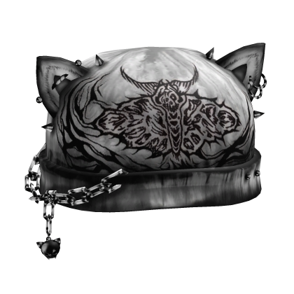 White Black Cute Cat Grunge Spiky Beanie