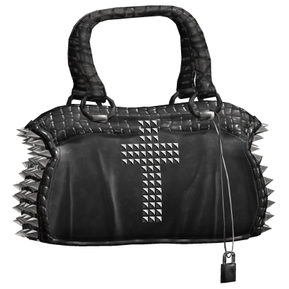 2000s Vintage Y2K Studded Cross Print Bag Black