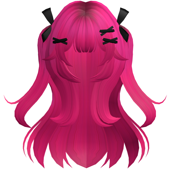 Hot Pink Cute Wavy Pigtails w/ Ribbon Clips