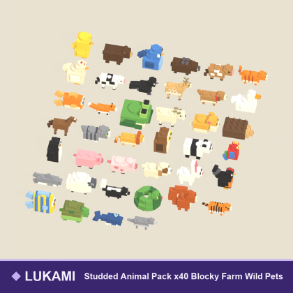 Studded Animal Pack x40 Blocky Farm Wild Pets
