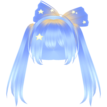 ୨୧ : neon anime starry pigtails in blue Roblox item