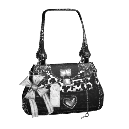 Silver Y2K Leopard Bow Shoulder Bag