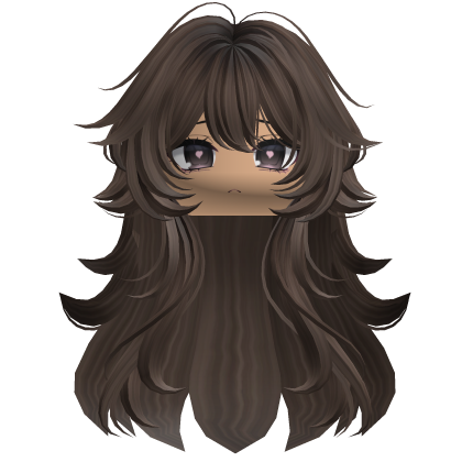 Super Fluffy Wavy Anime Hair w/ Face (Brown) Roblox item