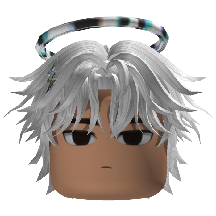 Spiky Anime Hair w/ Halo & Clips (White)