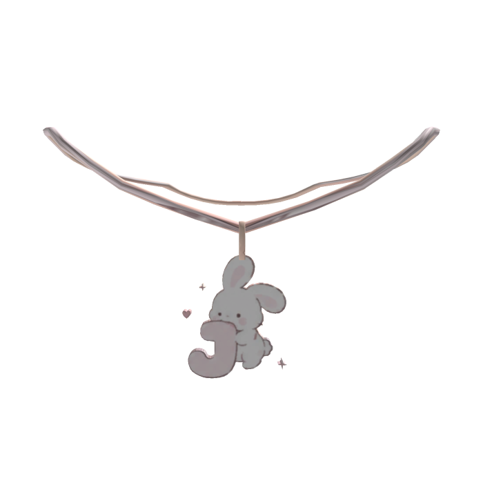 cute j pink bunny initial necklace 1.0