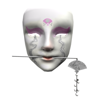 Tears Hanfu Mask - Silver Fan Hairpin [Pink]