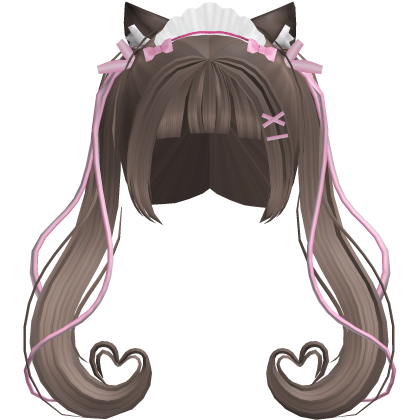 anime neko maid heart ponytails cat ear (milktea)