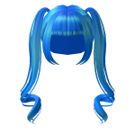 Preppy Blue Long Kawaii High Pigtails