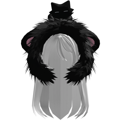 White Straight Hair W/ Black Moe Hood Fur