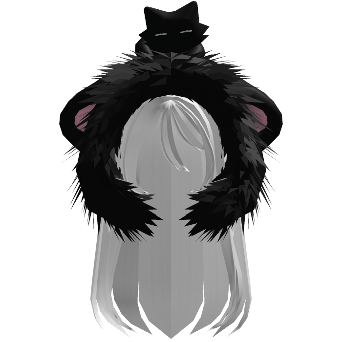 White Straight Hair W/ Black Moe Hood Fur