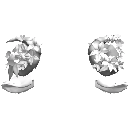 White Goat Sheep Flowery Gray Horns w Ears