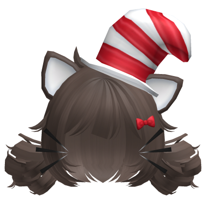 ♡ kawaii cat in the hat light brown buns hair Roblox item