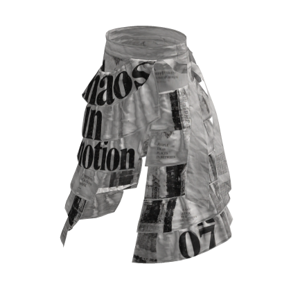 White Y2K Newspaper Layered Wide Pants [PBR]