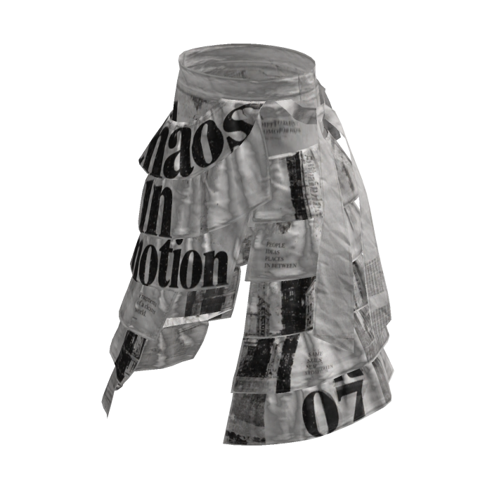 White Y2K Newspaper Layered Wide Pants [PBR]