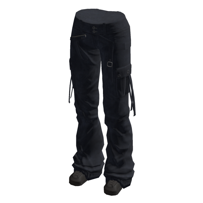 Y2K Grunge Baggy Cargo Pants w/ Shoes (Navy)
