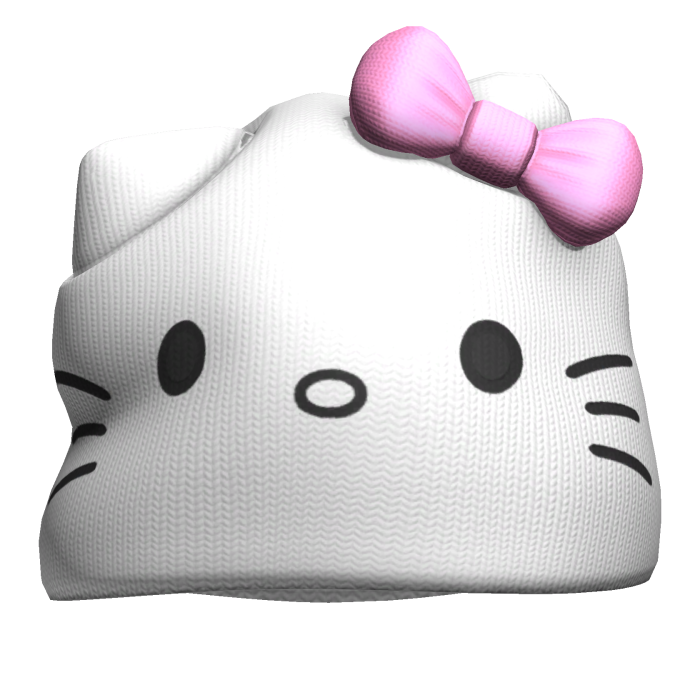 Kawaii kitty india beanie -White /w Light pink bow