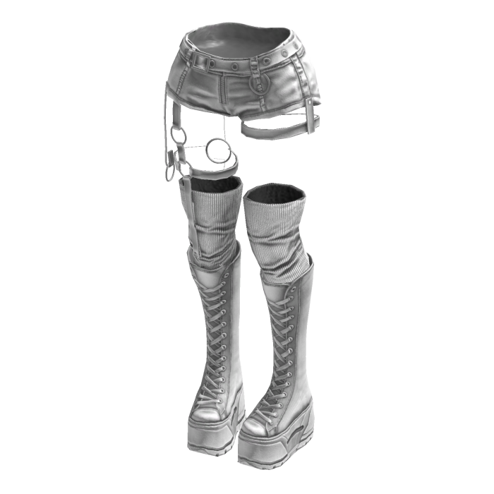 Gothic Emo Y2K Shorts boot straps (White)