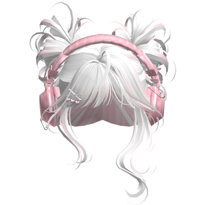 Messy Buns w/ Y2K Headphones (White&Pink)