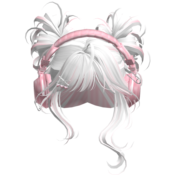 Messy Buns w/ Y2K Headphones (White&Pink)