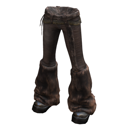 Y2K Gyaru Pants - Fuzzy Brown Leg Warmers