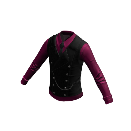 Formal Shirt w/ Vest & Tie | Black Blood Red