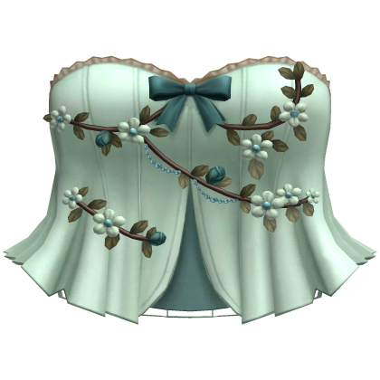 Light Green Y2K Flower Corset