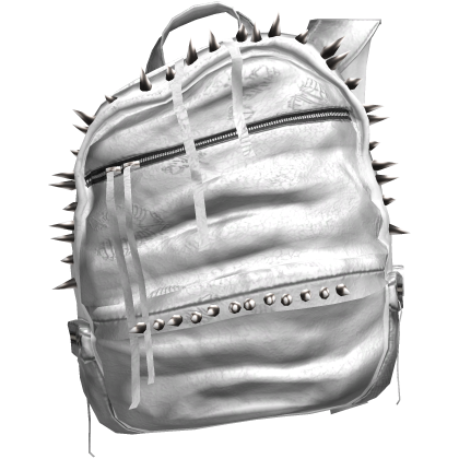 Off Shoulder White Spiked Leather Backpack