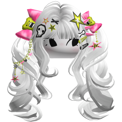 ♡ Scene Fluffy Gyaru Pigtails (White)