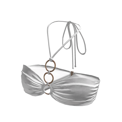 White Urban Summer Beach Halter Bikini Top thumbnail
