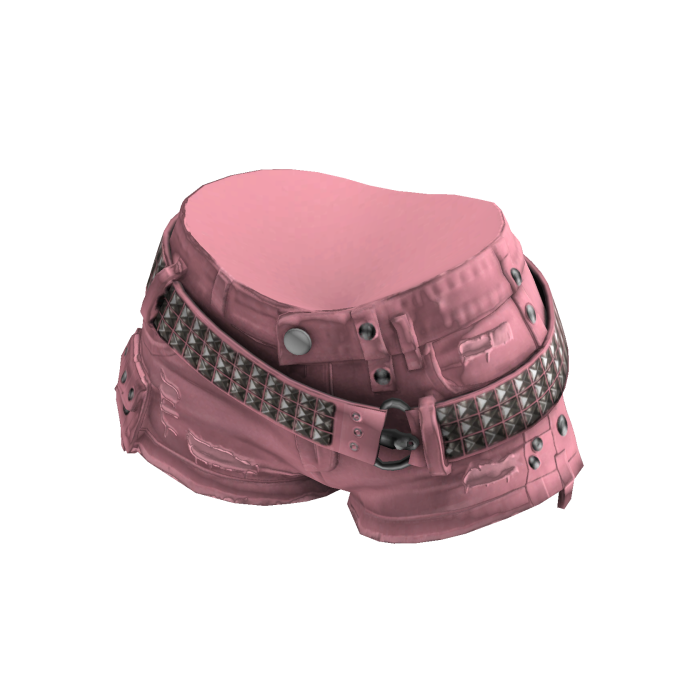Studded Belt Denim Shorts (Pink)