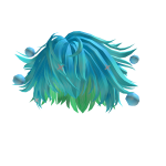 Messy Cyan Hair With Stars & Bubbles