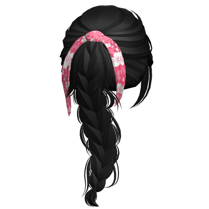 Cute Loose Messy Braid w/ Bandana (Black) Roblox item