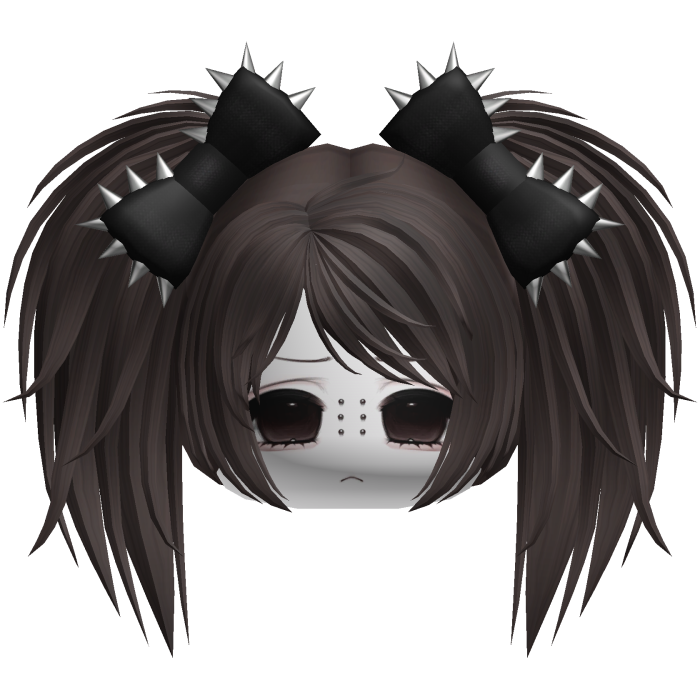 Gothic Moe Vkei Dark Brown Messy Pigtails /w Bows