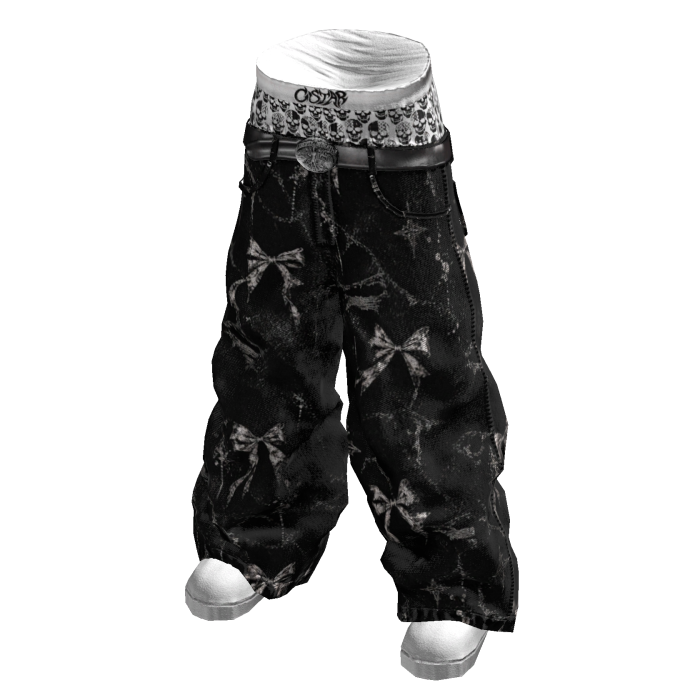 Black Saggy Skull Boxer Jeans