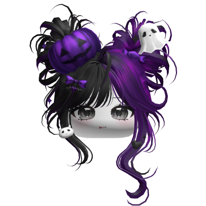 Halloween Pumpkin Buns w/ Bows (Black&Purple) Roblox item