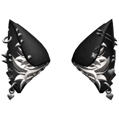 Heavily Pierced Black Cat Ears 3