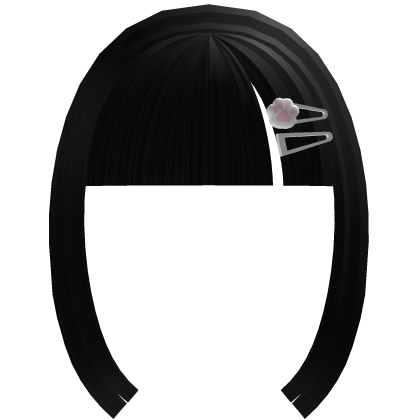 ꒰┊Cute Straight  Bangs With Hair Clips Black Roblox item