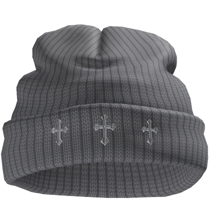 Grey Chrome Crosses Worn Beanie
