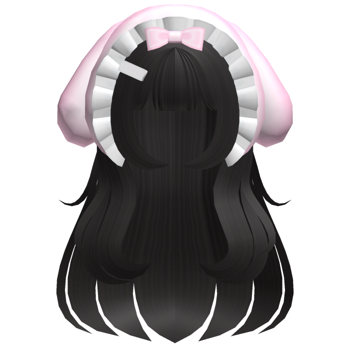 ♡ kawaii long dark brown hair w bunny hood